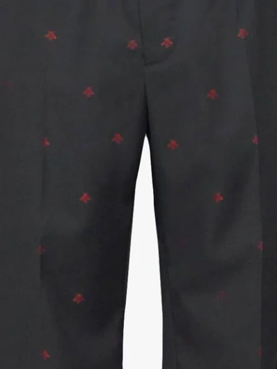 Shop Gucci Bees Wool Gabardine Pant In Black