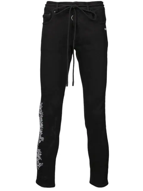 off white black skinny jeans