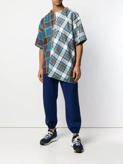 MARNI CONTRAST PLAID T-SHIRT - 蓝色