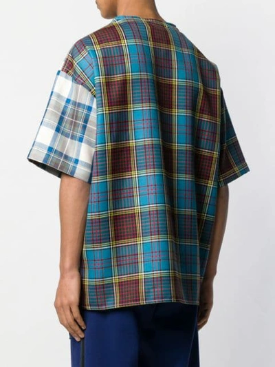 MARNI CONTRAST PLAID T-SHIRT - 蓝色