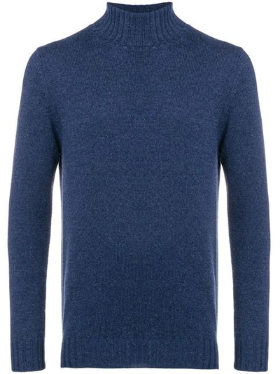 Shop Dell'oglio Roll Neck Sweater In Blue
