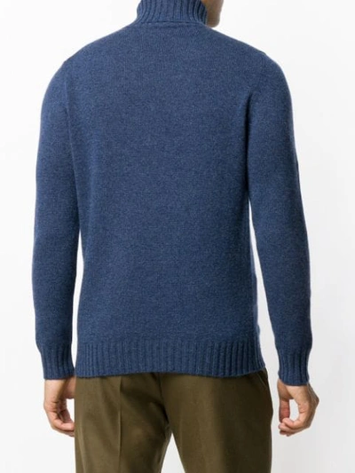 Shop Dell'oglio Roll Neck Sweater In Blue