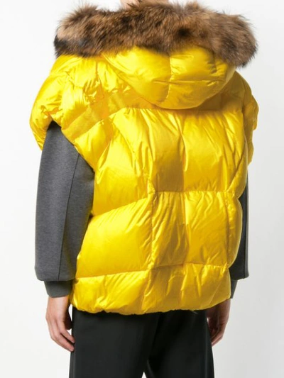 Shop As65 Fur Trimmed Gilet In Yellow