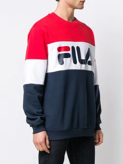 Shop Fila Logo Colour Block Sweatshirt In Red