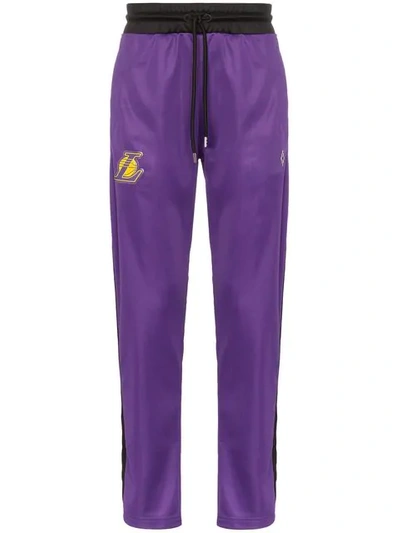 Shop Marcelo Burlon County Of Milan Lakers Logo Sweatpants In Purple