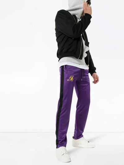 Shop Marcelo Burlon County Of Milan Lakers Logo Sweatpants In Purple