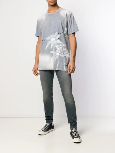 Shop Domrebel Skull Palm Print T In Grey