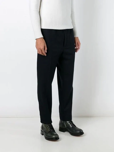 Shop Moncler Classic Straight Leg Trousers In Black