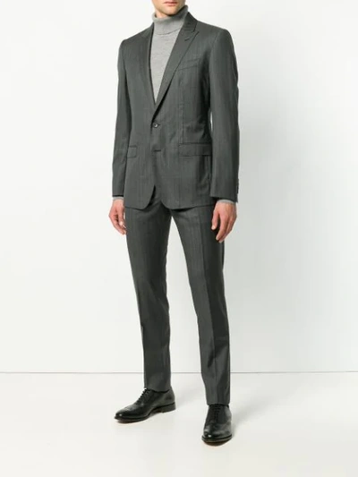 Shop Dolce & Gabbana Striped Two-piece Suit In Grey