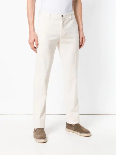 Shop Massimo Alba Slim Fit Trousers In White