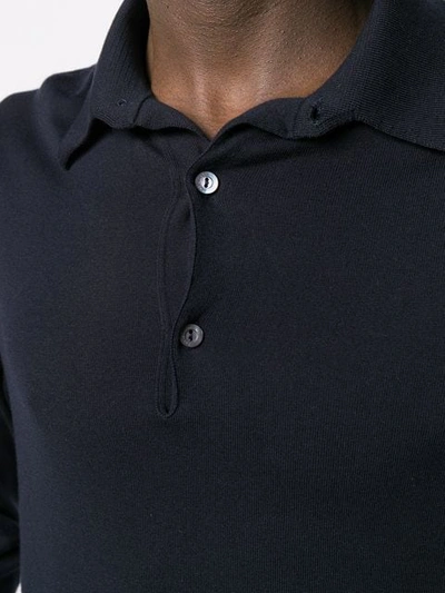 Shop Loro Piana Long Sleeve Polo Sweatshirt In Blue