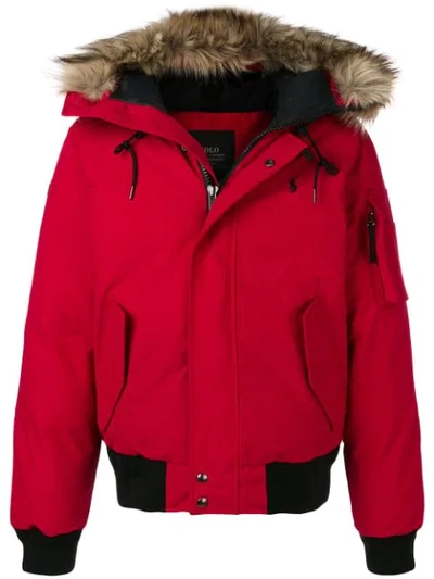 Polo Ralph Lauren Men's Faux-fur Hooded Bomber Down Jacket In Red | ModeSens