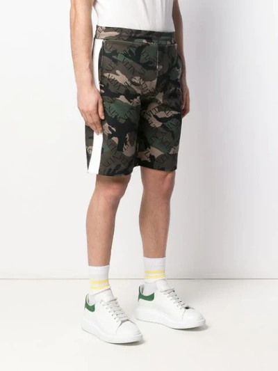 Shop Valentino Vltn Camouflage Shorts In Green