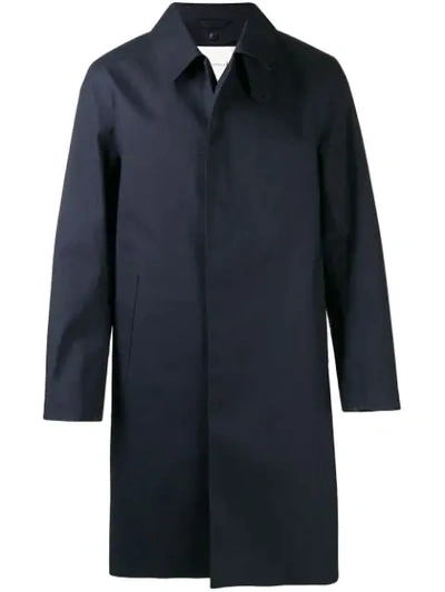 Shop Mackintosh Dunkeld Bonded Cotton Coat In Blue