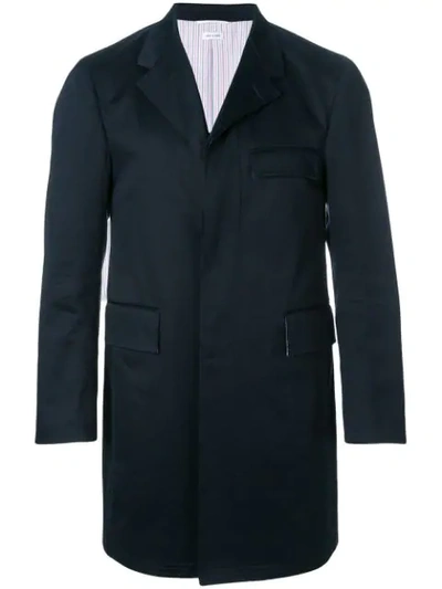Shop Thom Browne Unconstructed Chesterfield Overcoat In 415 Navy