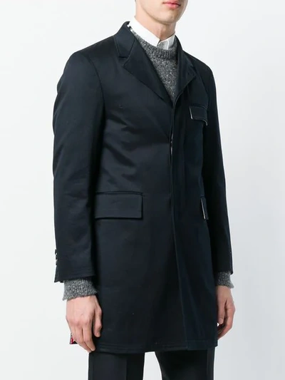 Shop Thom Browne Unconstructed Chesterfield Overcoat In 415 Navy