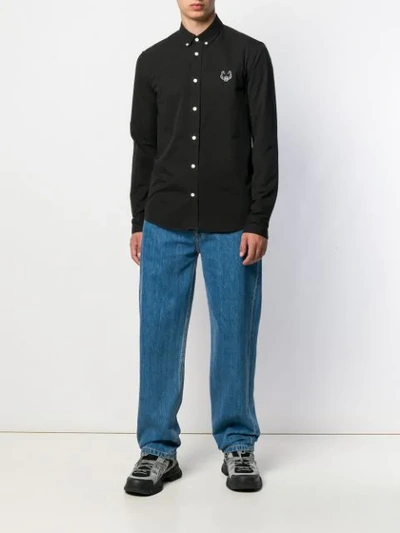 Shop Kenzo Long Sleeved Shirt In Black