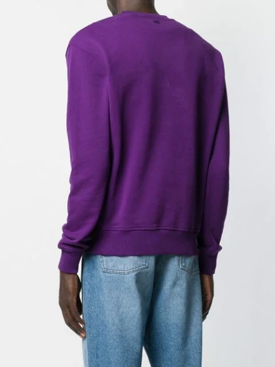 Shop Ami Alexandre Mattiussi Crew Neck Sweatshirt With Red Ami De Coeur Patch In 500 Violet