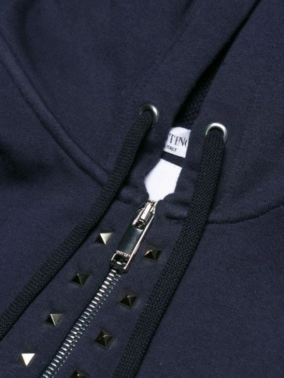Shop Valentino Rockstud Zipped Jacket In Blue