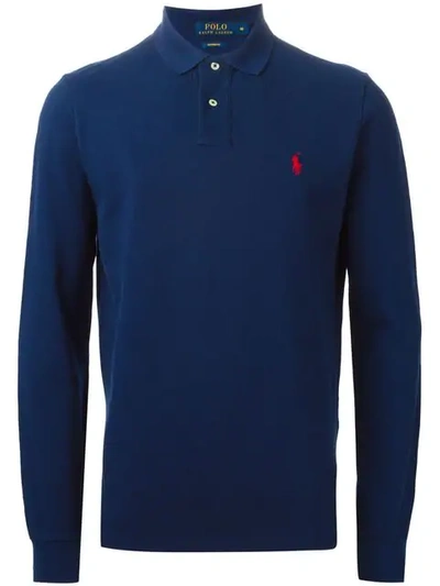 Shop Polo Ralph Lauren Long Sleeve Polo Shirt In Blue