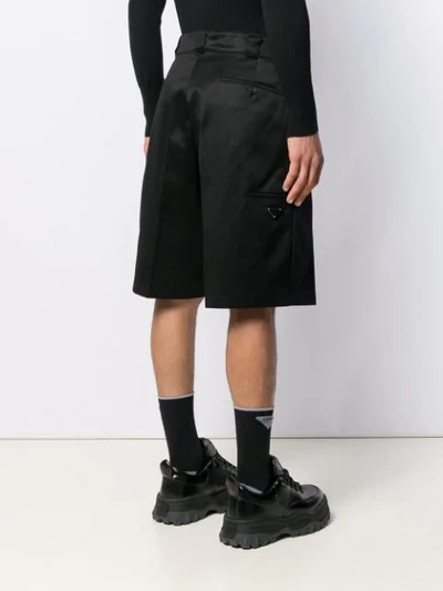 Shop Prada Tailored Wide Leg Shorts In Black