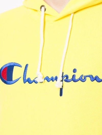 Shop Champion Logo Hoodie In Yellow