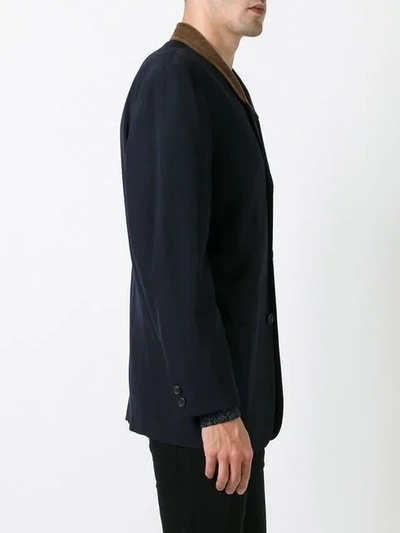 Pre-owned Yohji Yamamoto Vintage Corduroy Detail Jacket In Navy