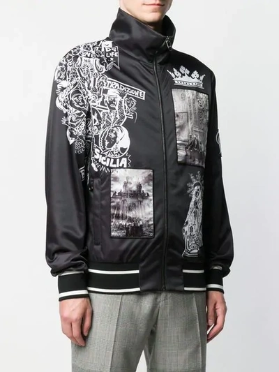 Shop Dolce & Gabbana Printed Bomber Jacket In Black