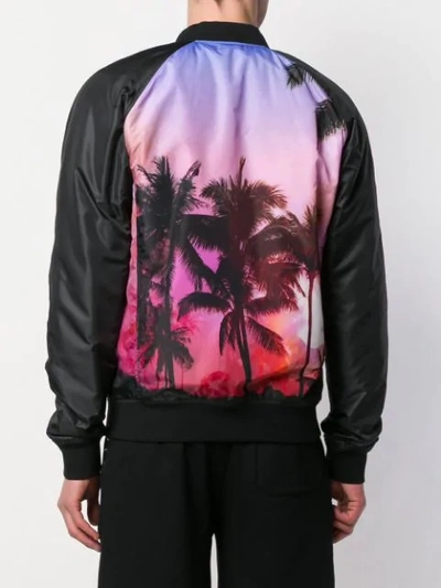 Shop Balmain Palm-print Bomber Jacket In Black