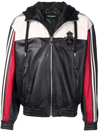 Shop Dolce & Gabbana Colour Block Zipped Jacket In Black