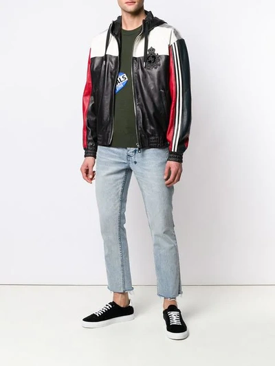 Shop Dolce & Gabbana Colour Block Zipped Jacket In Black