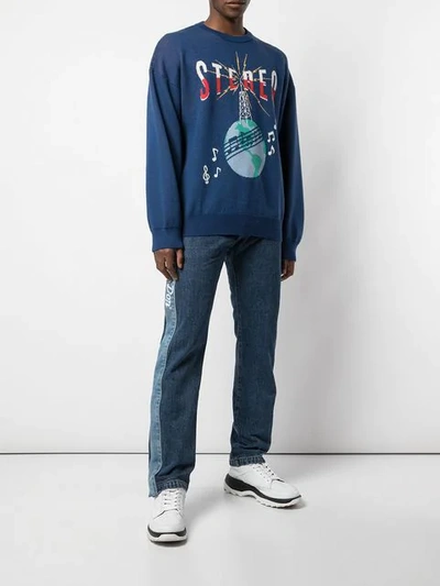 Shop Just Don Stereo Print Sweatshirt In Blue