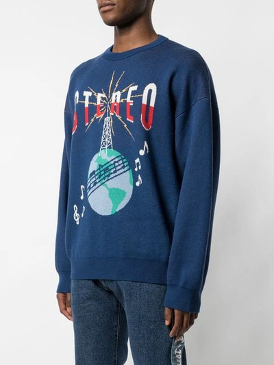 Shop Just Don Stereo Print Sweatshirt In Blue