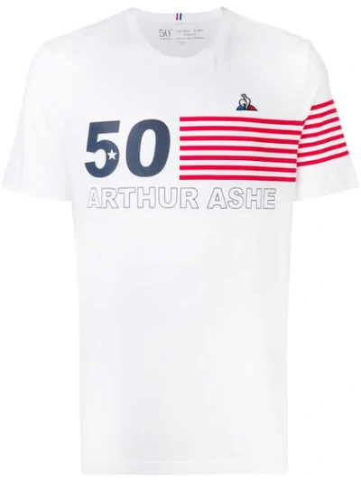 Shop Le Coq Sportif Striped Detail T-shirt - White