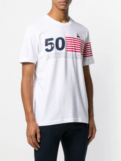 Shop Le Coq Sportif Striped Detail T-shirt - White