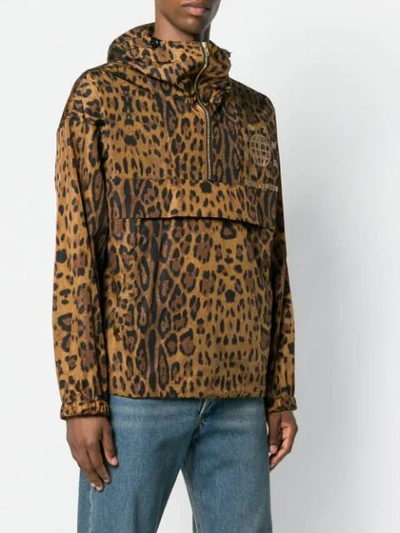 Shop Sankuanz Leopard Print Windbreaker In Brown