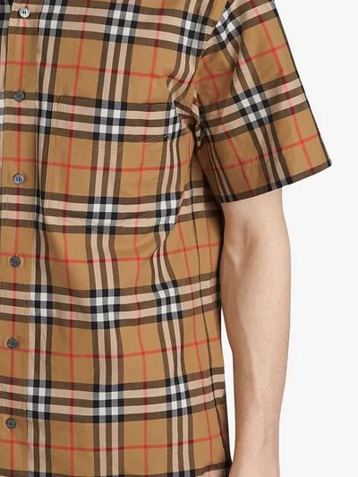 Shop Burberry Short-sleeve Vintage Check Shirt In Yellow