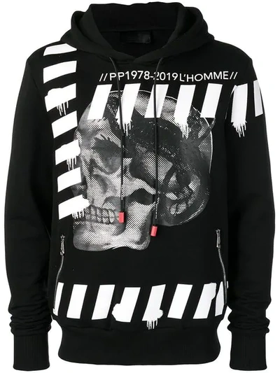 Shop Philipp Plein Skull Print Hoodie In Black