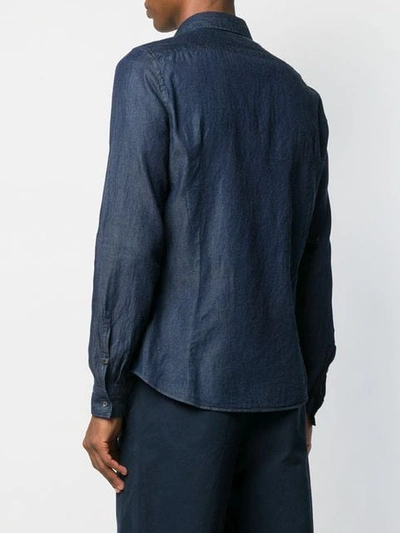 Shop Dondup Dark Denim Shirt In Blue