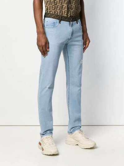 Shop Fendi Ff Logo Jeans In Blue