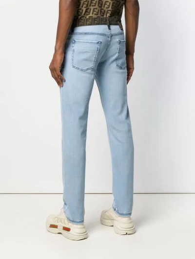 Shop Fendi Ff Logo Jeans In Blue