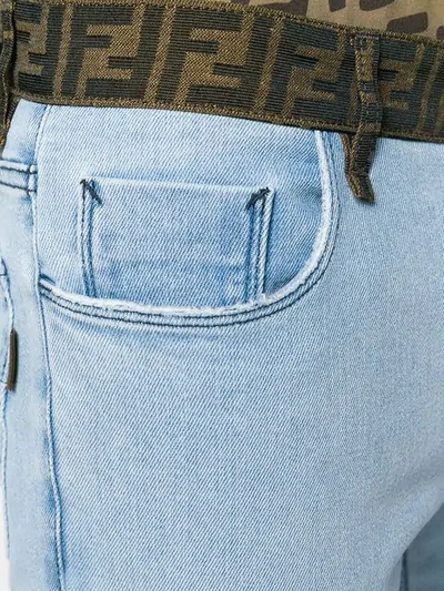 Shop Fendi Ff Logo Jeans In Blue