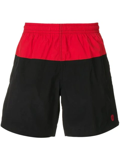 Shop Alexander Mcqueen Two-tone Swimming Shorts In Black