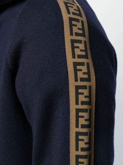 Shop Fendi Ff Logo Zip-up Jacket In Blue