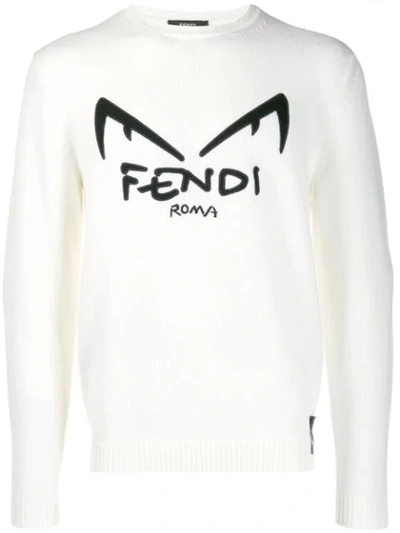 Shop Fendi Diabolic Eyes Jumper In White