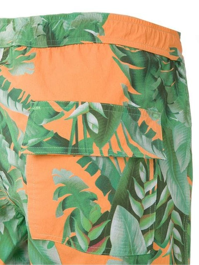 Shop Amir Slama Foliage Print Swim Short In Green