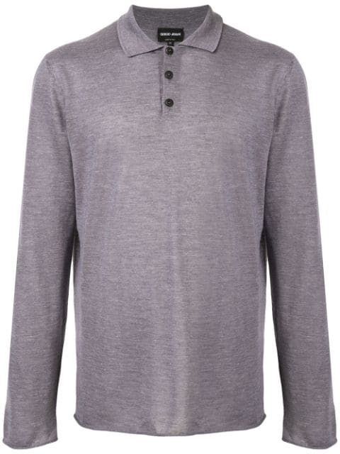 armani long sleeve polo black