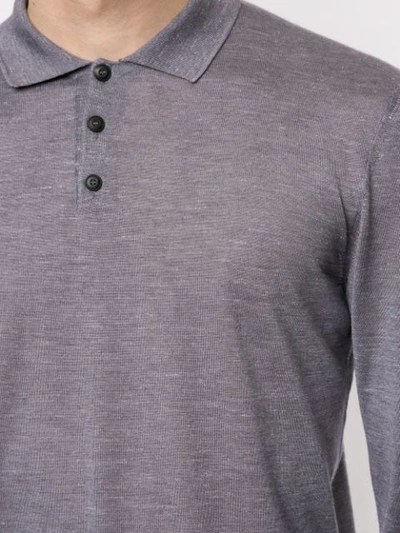 Shop Giorgio Armani Long-sleeved Polo Shirt In Grey