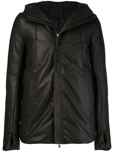 Shop 10sei0otto Hooded Thumb Hole Jacket In Black