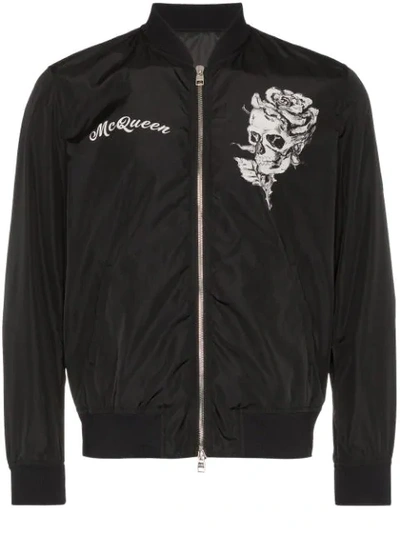 Shop Alexander Mcqueen Skull Logo Bomber Jacket In Black